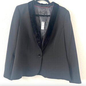 NWT‎ Sz 16P Talbots Black Velvet Shawl Collar Single Button Blazer Jacket Career